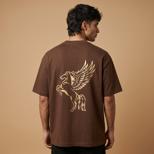 BEEKULT Pegasus Oversized T-Shirt – Brown
