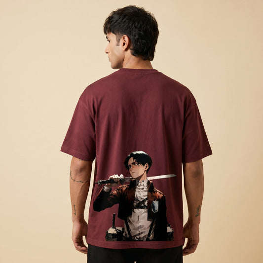 BEEKULT Blade Graphic Oversized T-Shirt – Maroon