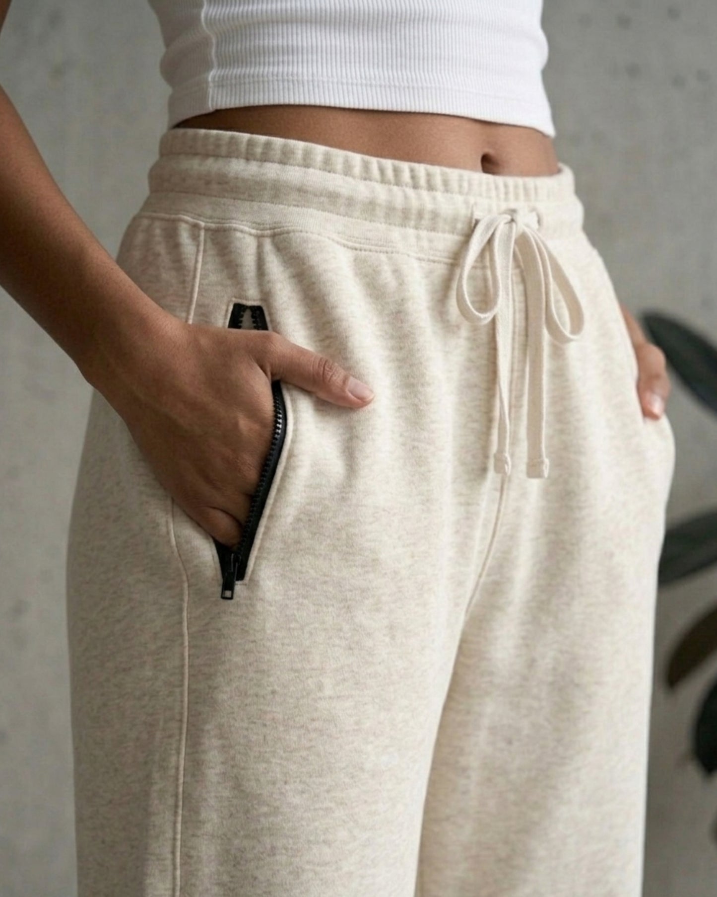 BEEKULT Women’s Premium Honeycomb Cotton Sweatpants – Cream