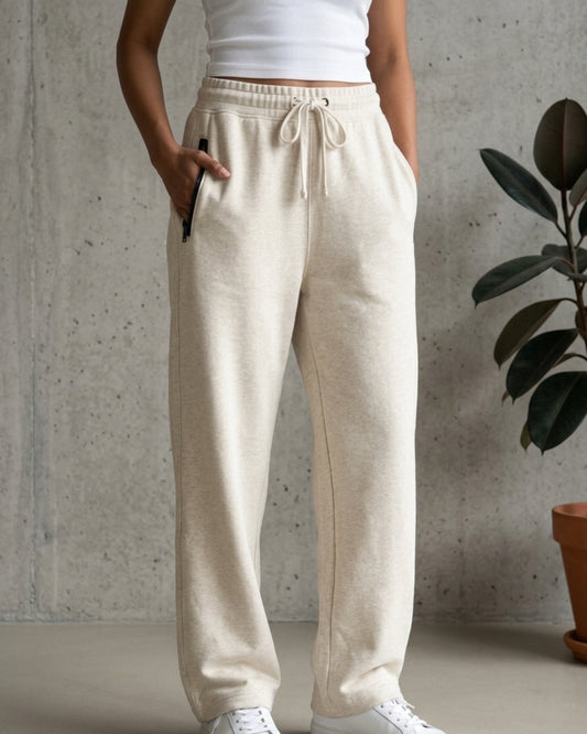 BEEKULT Women’s Premium Honeycomb Cotton Sweatpants – Cream