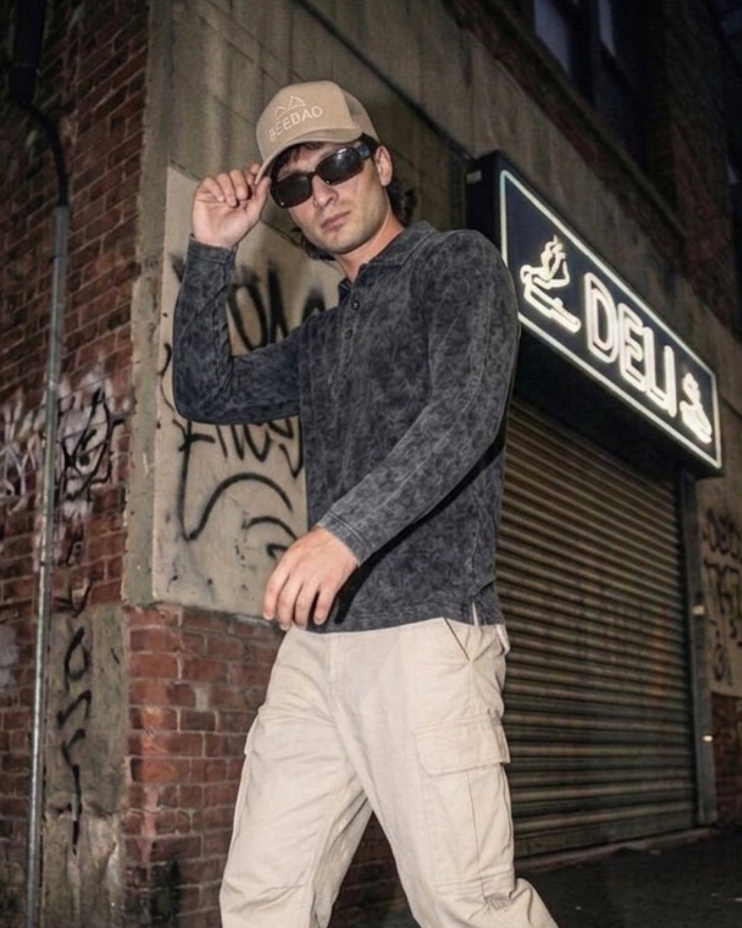 BEEKULT Acid Wash Full Sleeve Polo T-Shirt
