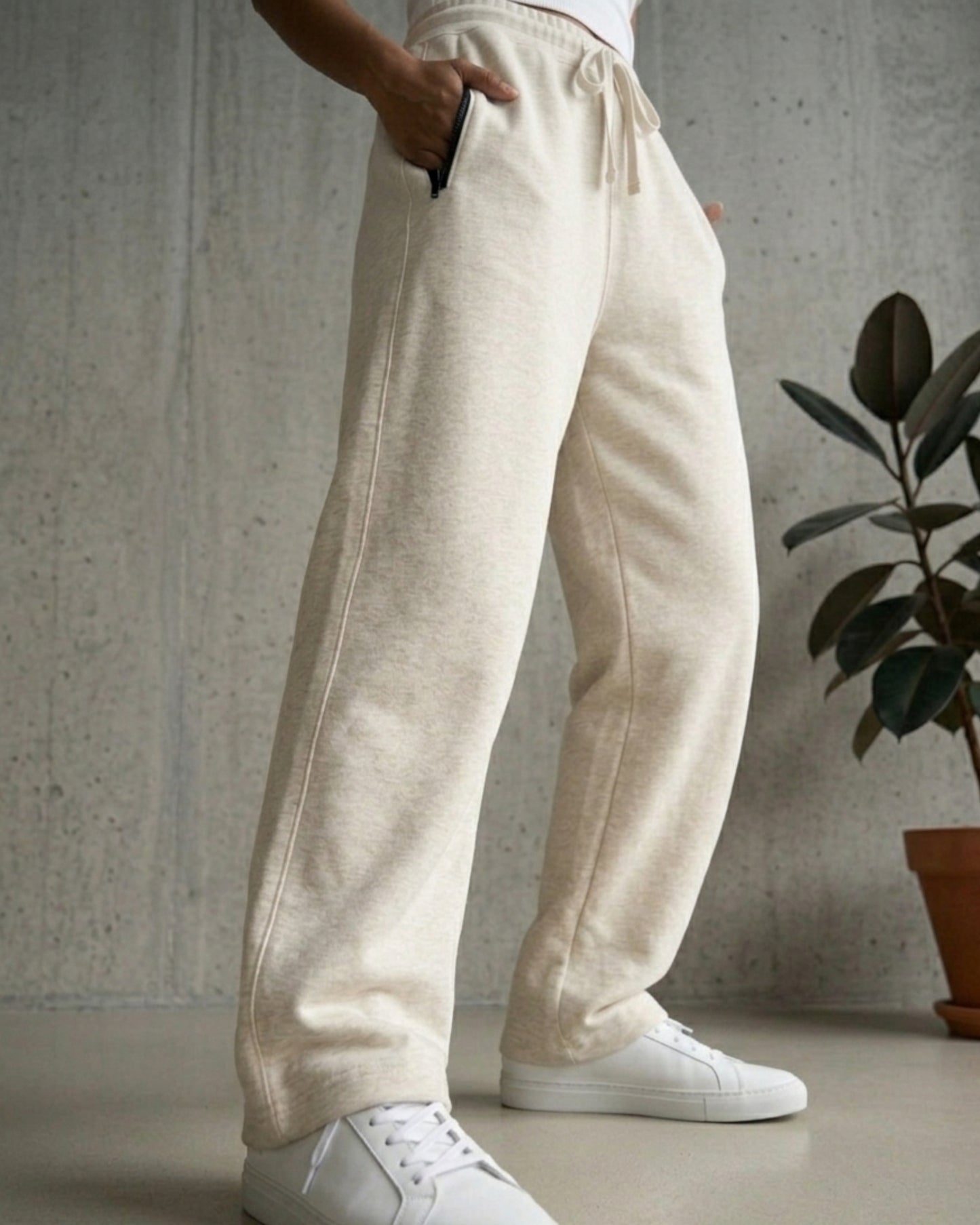 BEEKULT Women’s Premium Honeycomb Cotton Sweatpants – Cream