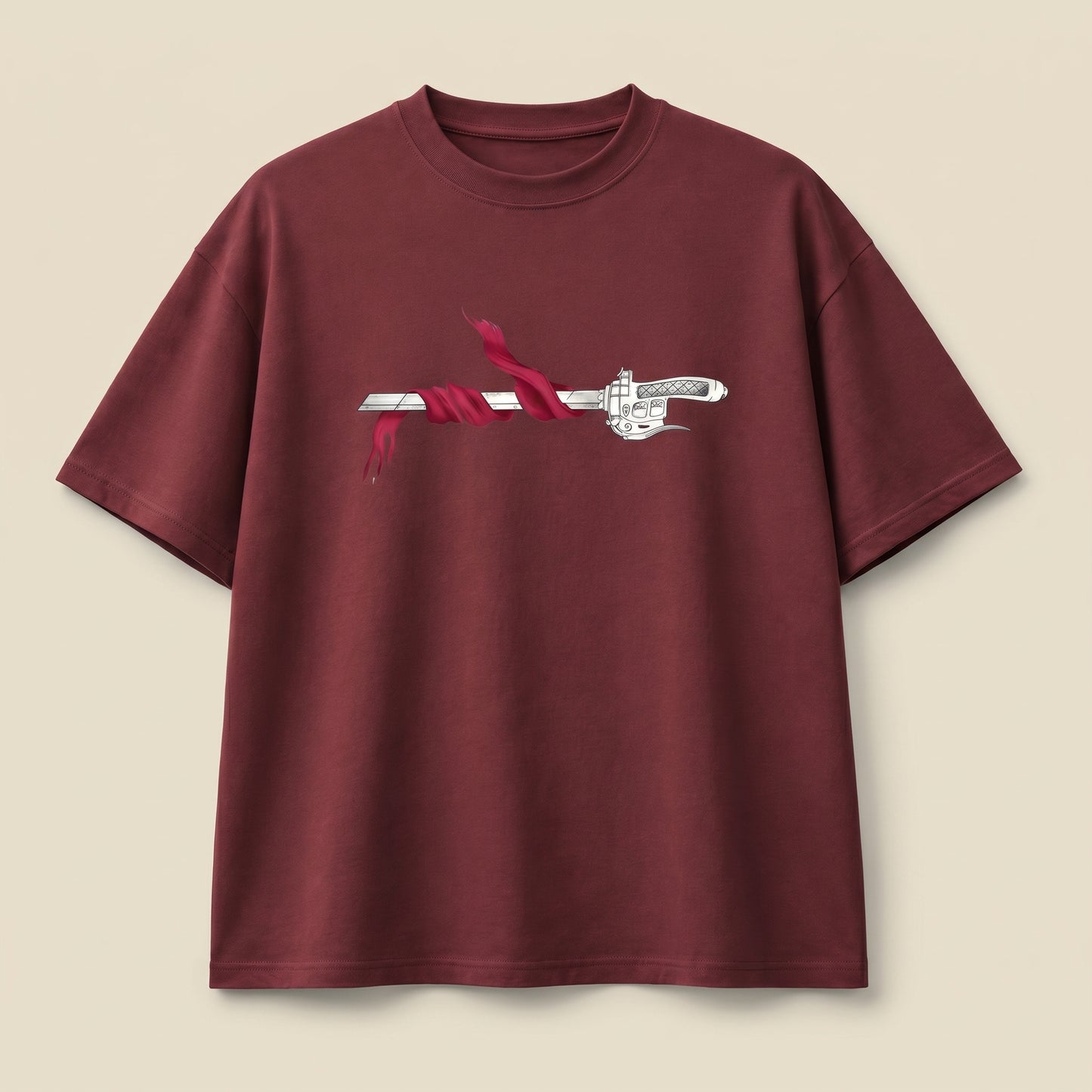 BEEKULT Blade Graphic Oversized T-Shirt – Maroon