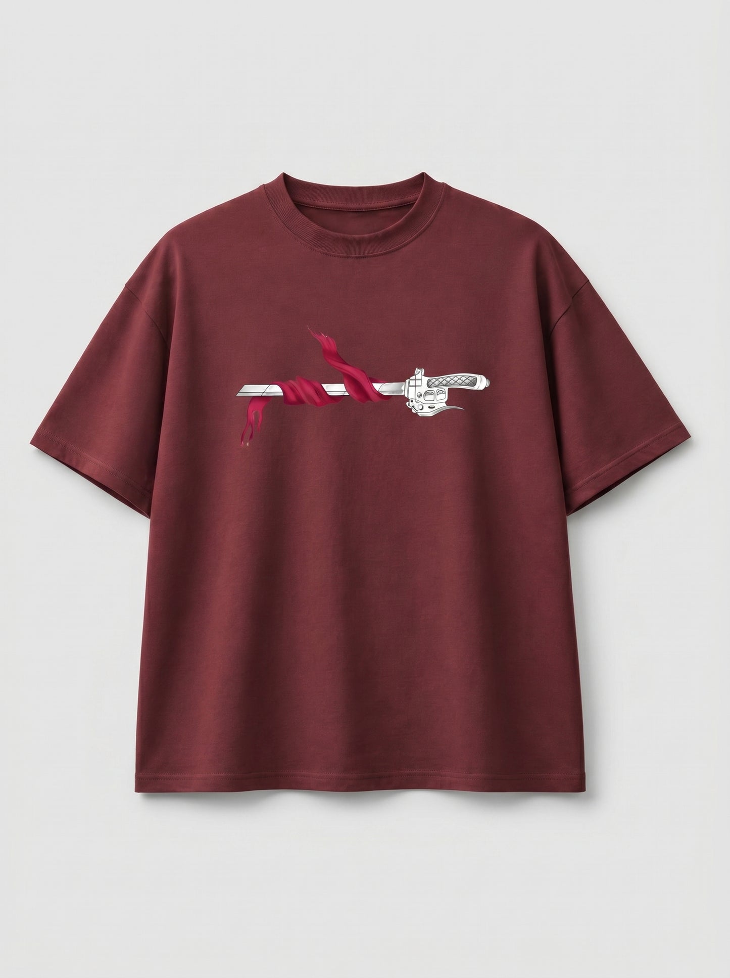 BEEKULT Blade Graphic Oversized T-Shirt – Maroon