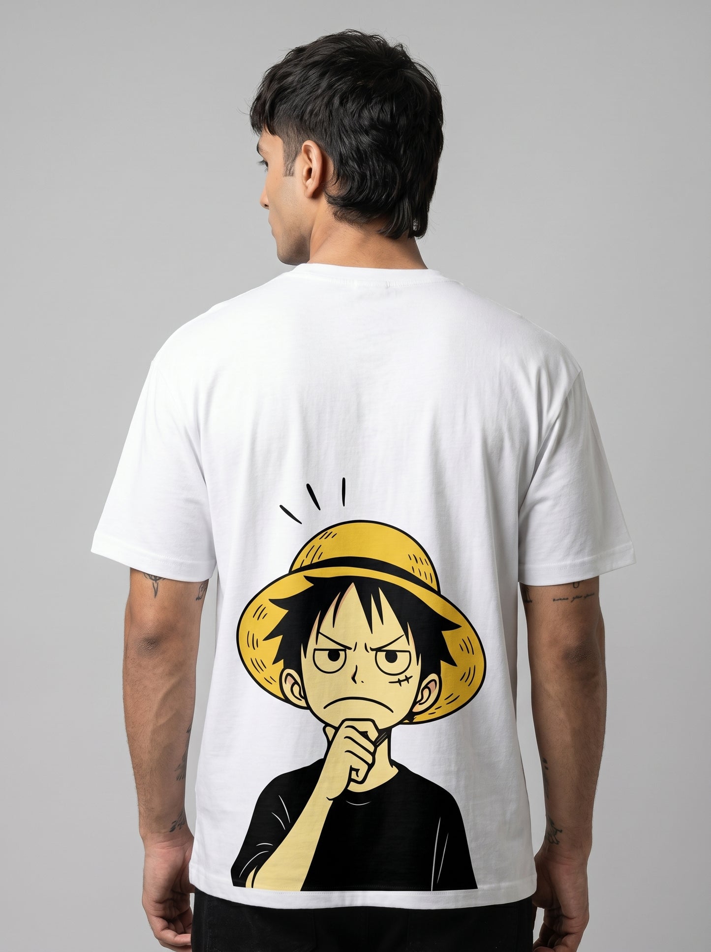 BEEKULT Straw Hat Graphic Oversized T-Shirt – White